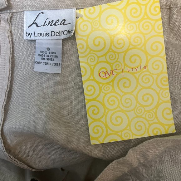 New  LINEN Crop Pants LINEA by Louis Dell’Olia Beige QVC 1x - Picture 4 of 7